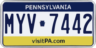 PA license plate MYV7442