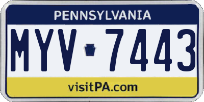 PA license plate MYV7443
