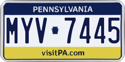 PA license plate MYV7445