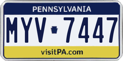 PA license plate MYV7447