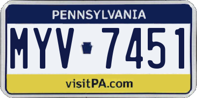 PA license plate MYV7451