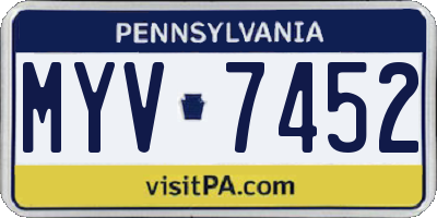 PA license plate MYV7452