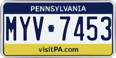 PA license plate MYV7453