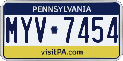 PA license plate MYV7454