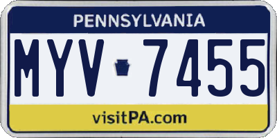 PA license plate MYV7455