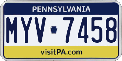 PA license plate MYV7458