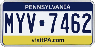 PA license plate MYV7462