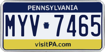PA license plate MYV7465