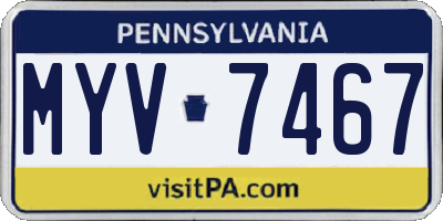 PA license plate MYV7467