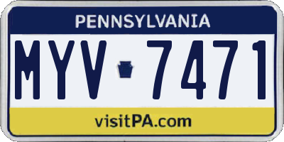 PA license plate MYV7471