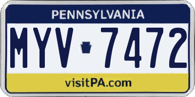 PA license plate MYV7472