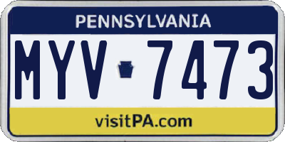 PA license plate MYV7473