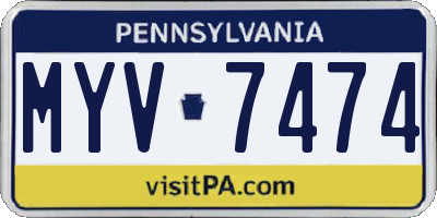 PA license plate MYV7474