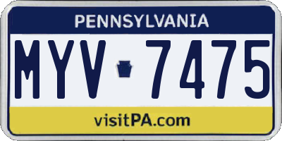 PA license plate MYV7475