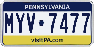 PA license plate MYV7477