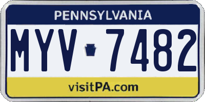 PA license plate MYV7482