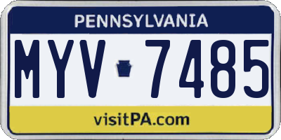 PA license plate MYV7485