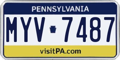 PA license plate MYV7487