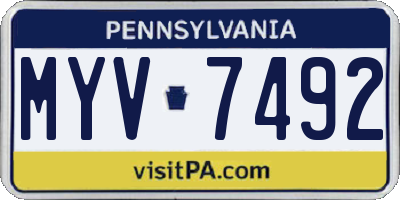 PA license plate MYV7492