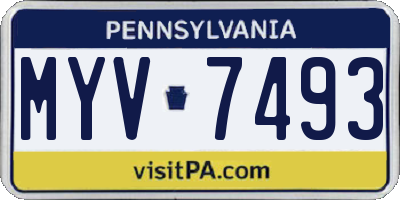 PA license plate MYV7493