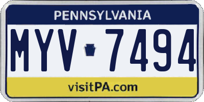PA license plate MYV7494