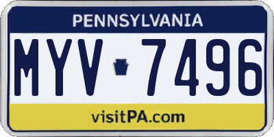 PA license plate MYV7496