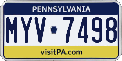 PA license plate MYV7498