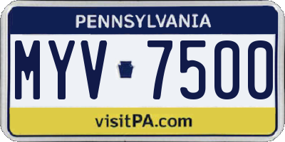 PA license plate MYV7500