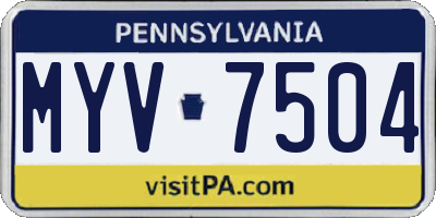 PA license plate MYV7504