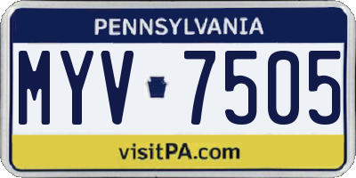 PA license plate MYV7505