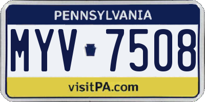 PA license plate MYV7508
