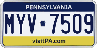 PA license plate MYV7509