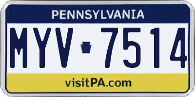 PA license plate MYV7514