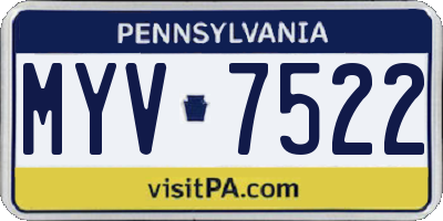 PA license plate MYV7522