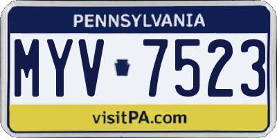 PA license plate MYV7523