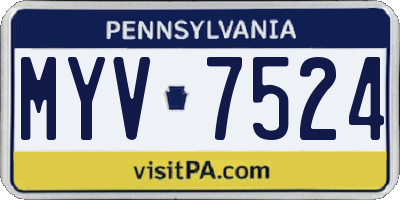 PA license plate MYV7524