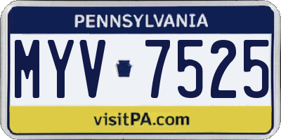 PA license plate MYV7525
