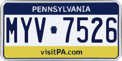 PA license plate MYV7526