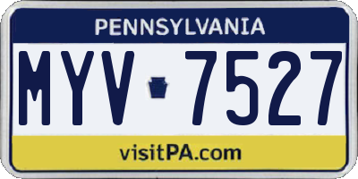 PA license plate MYV7527
