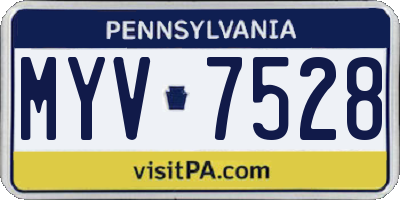 PA license plate MYV7528