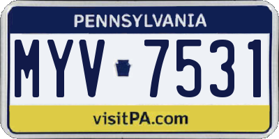 PA license plate MYV7531