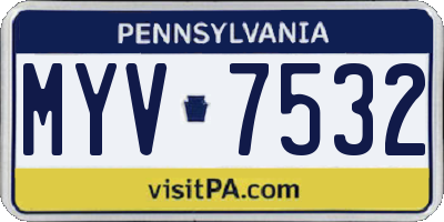 PA license plate MYV7532