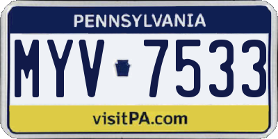 PA license plate MYV7533