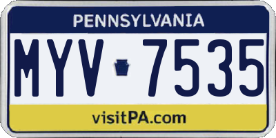PA license plate MYV7535