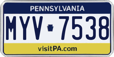 PA license plate MYV7538