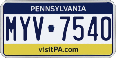PA license plate MYV7540