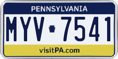 PA license plate MYV7541
