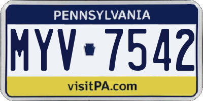 PA license plate MYV7542