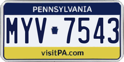 PA license plate MYV7543
