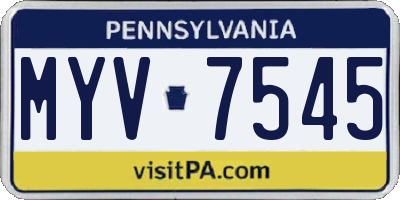 PA license plate MYV7545